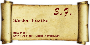 Sándor Füzike névjegykártya